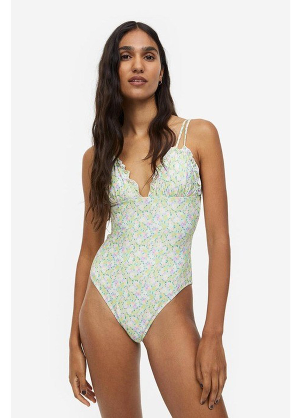 Салатовый летний купальник слитный H&M