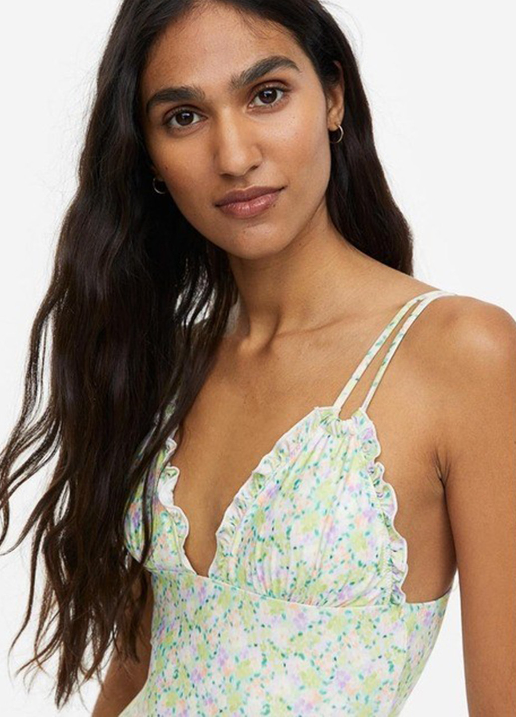 Салатовый летний купальник слитный H&M