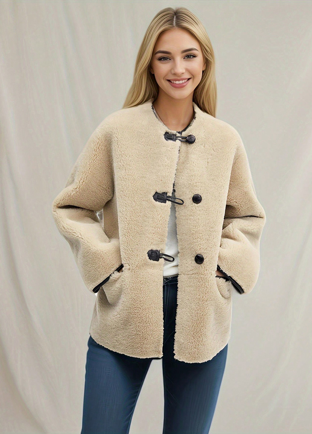 Бежевая демисезонная куртка куртка-пиджак SHEIN