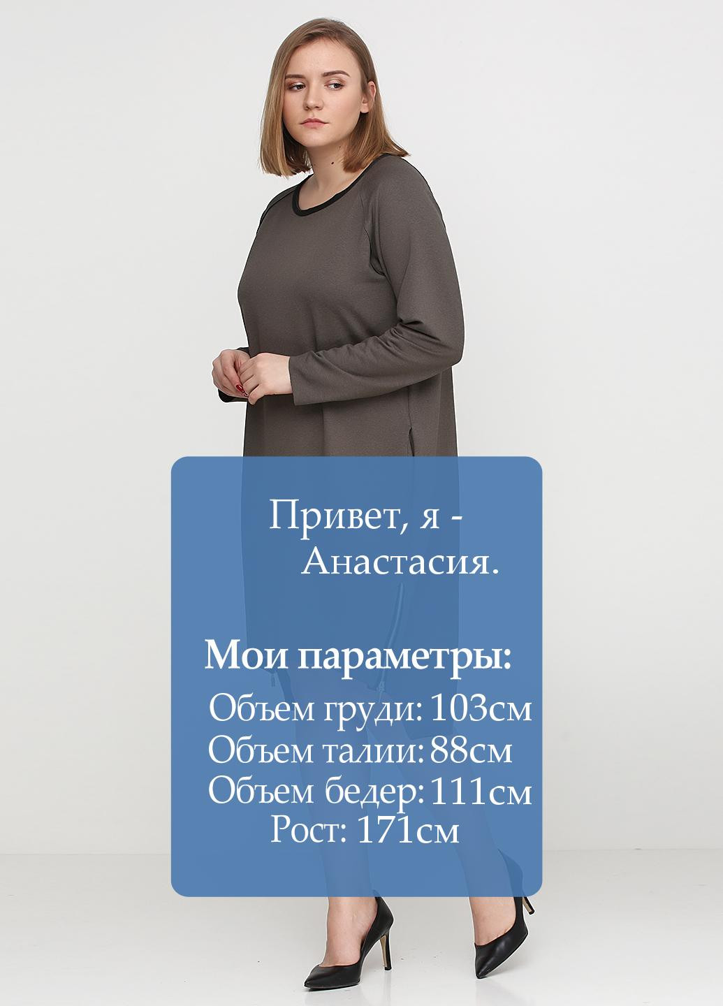 Оливкова (хакі) кежуал сукня Sasha Ferrano однотонна