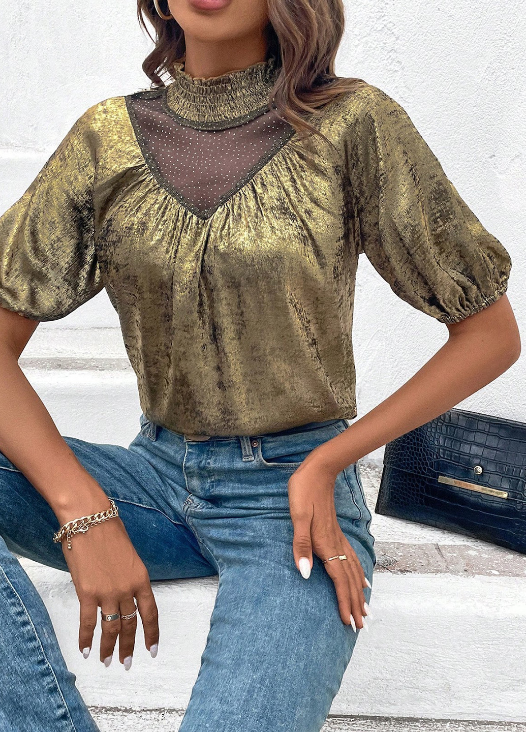 Темно-золотиста блуза SHEIN