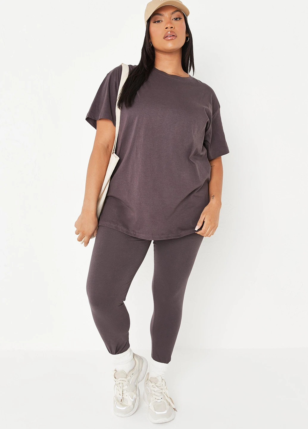 Коричневий літній комплект (футболка, легінси) Missguided