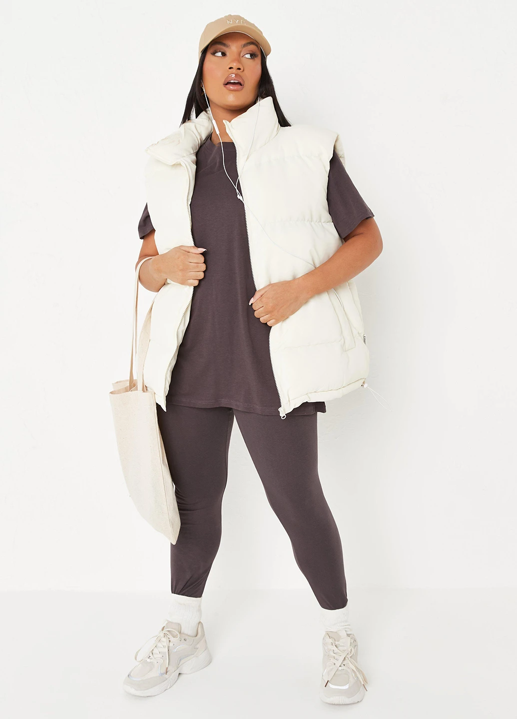 Коричневий літній комплект (футболка, легінси) Missguided