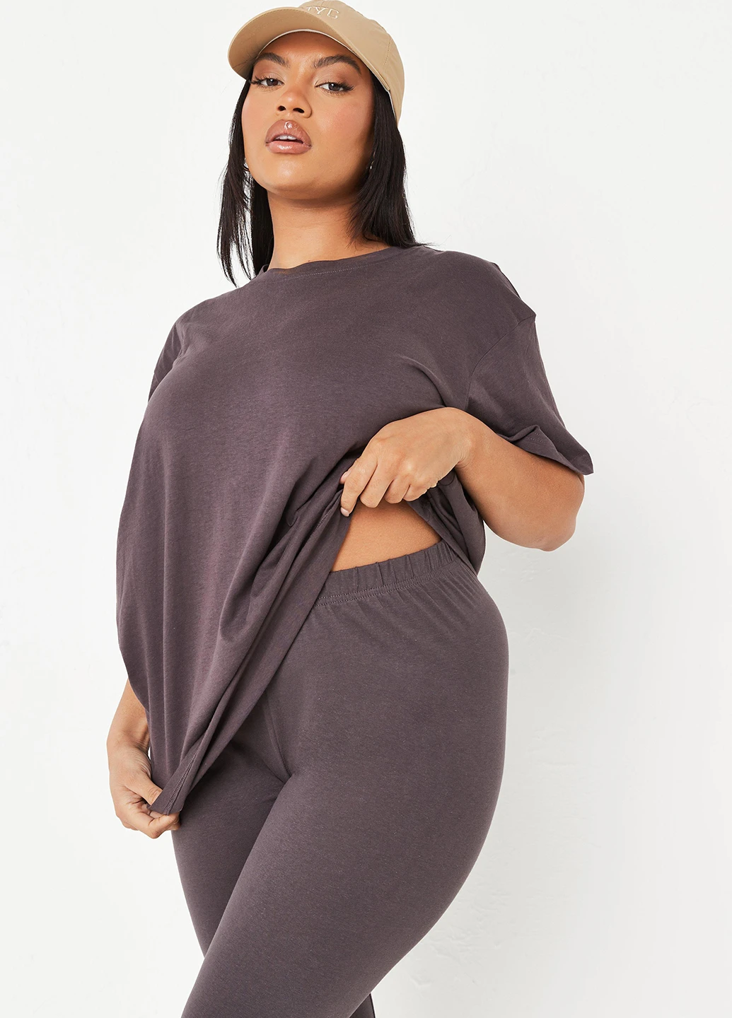 Коричневий літній комплект (футболка, легінси) Missguided