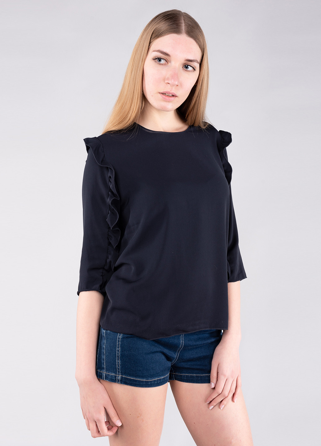 Темно-сіра демісезонна блуза з довгим рукавом Zara