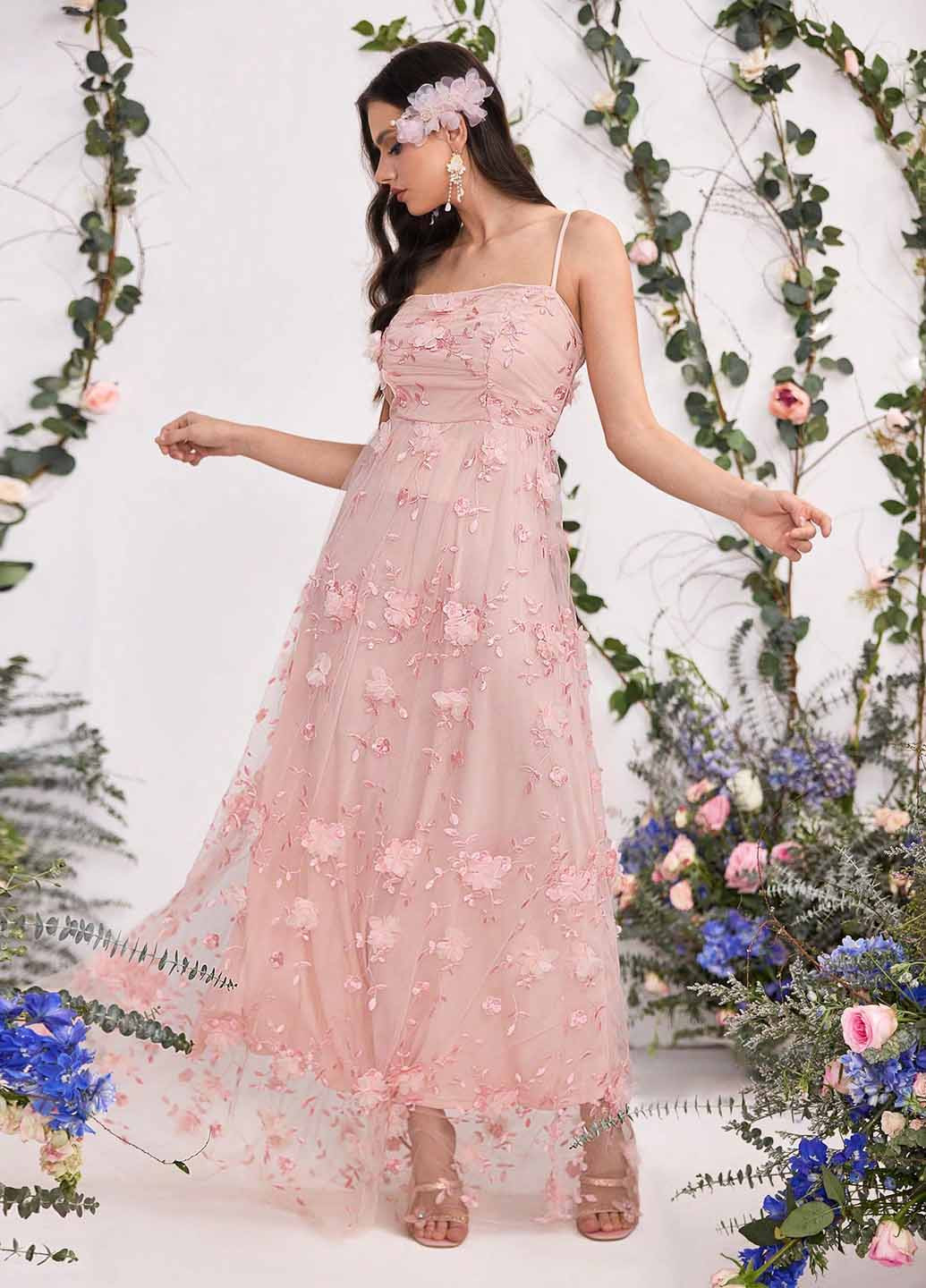 Розовое праздничный, вечернее платье SHEIN однотонное