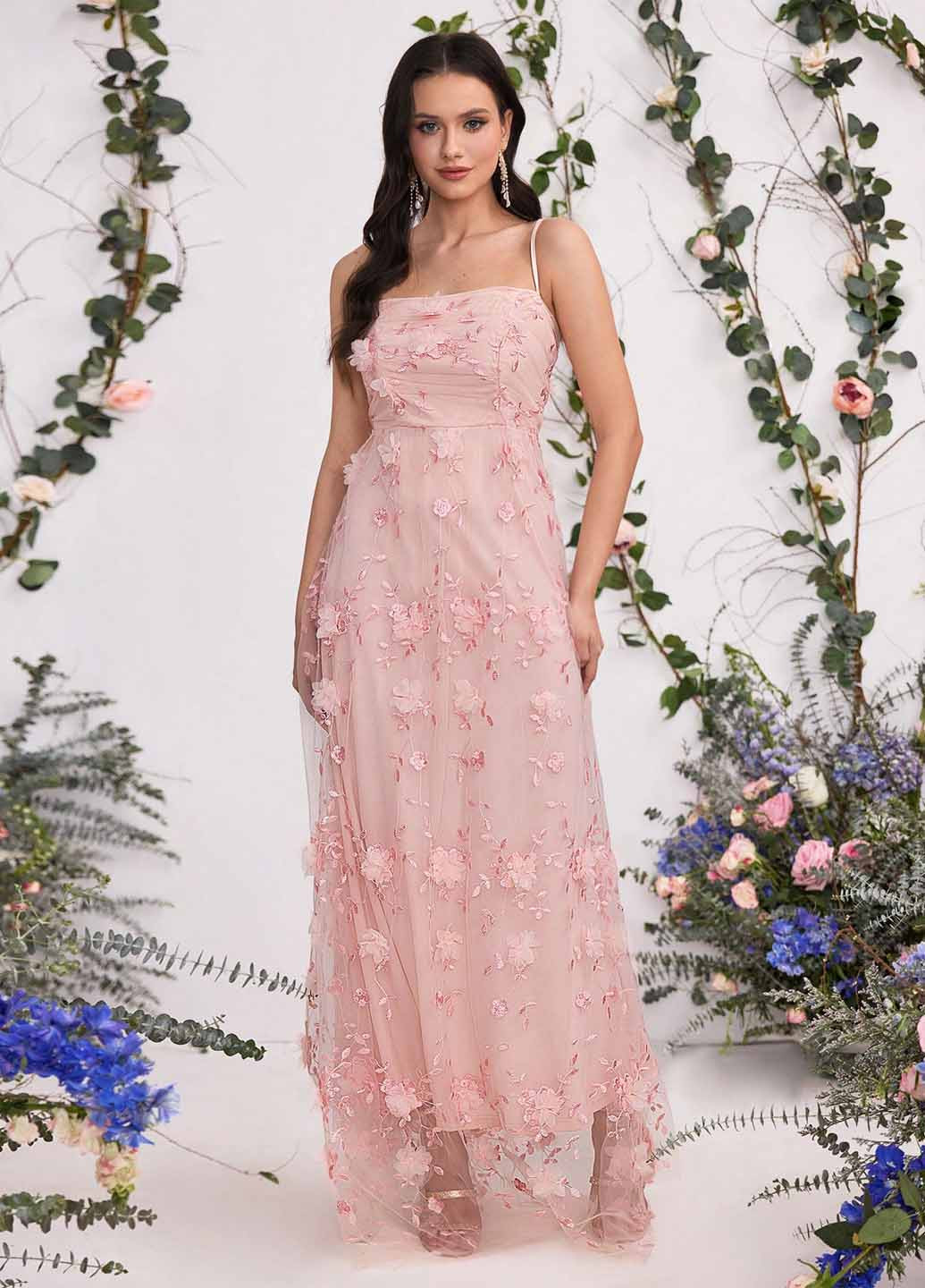 Розовое праздничный, вечернее платье SHEIN однотонное