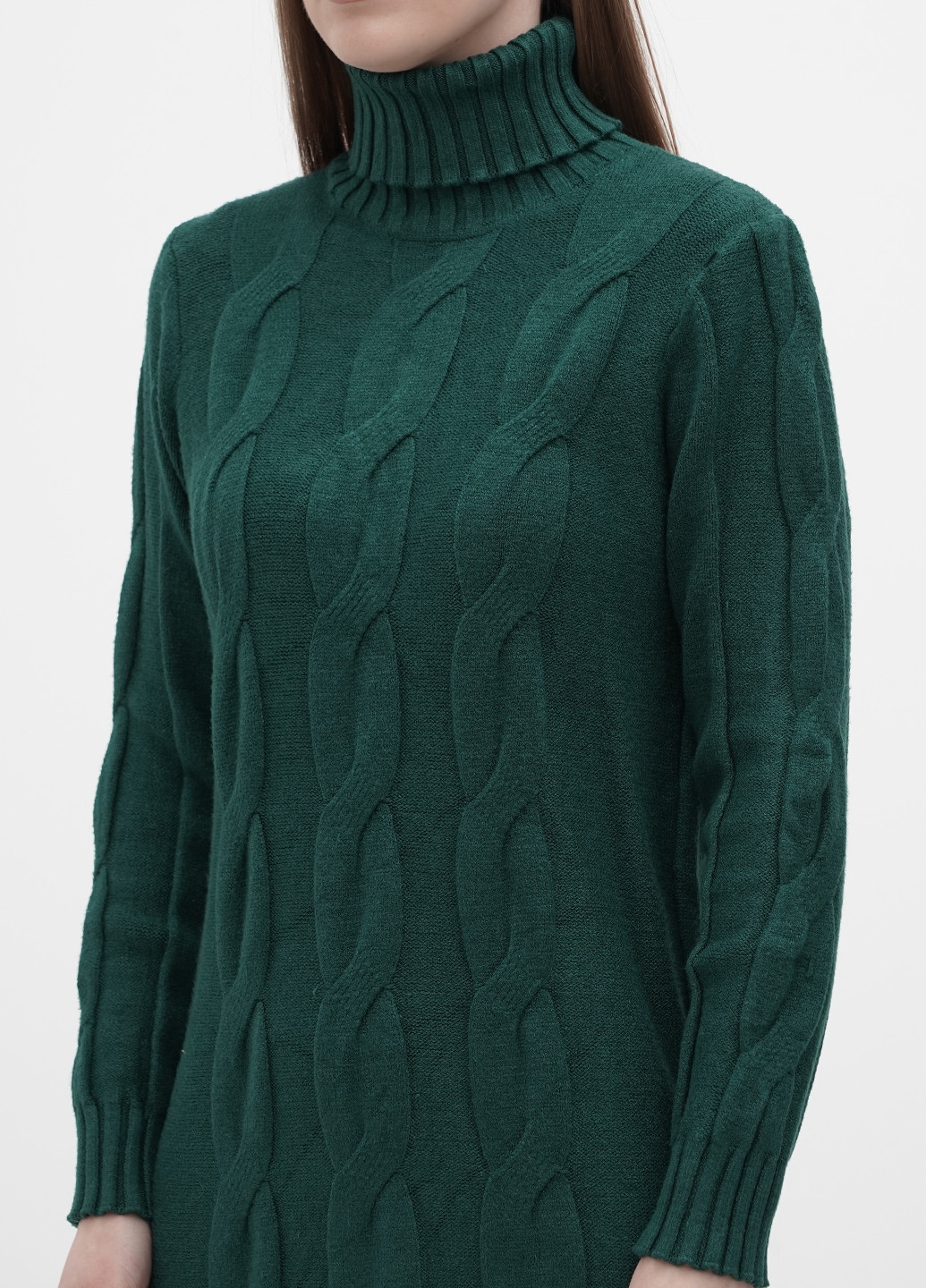 Темно-зеленое кэжуал платье платье-свитер Wild Flower однотонное