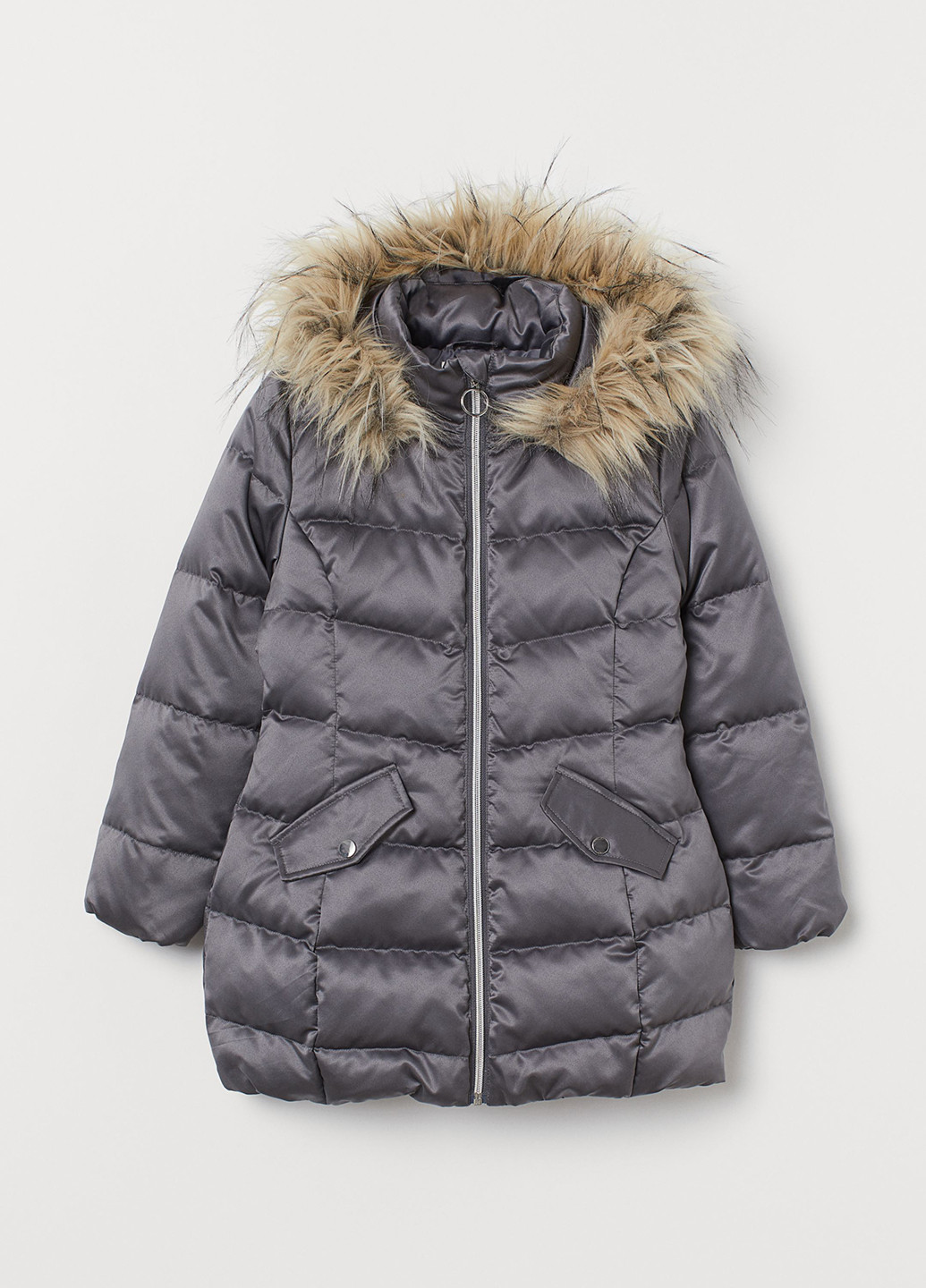 Серый зимний Пуховик H&M