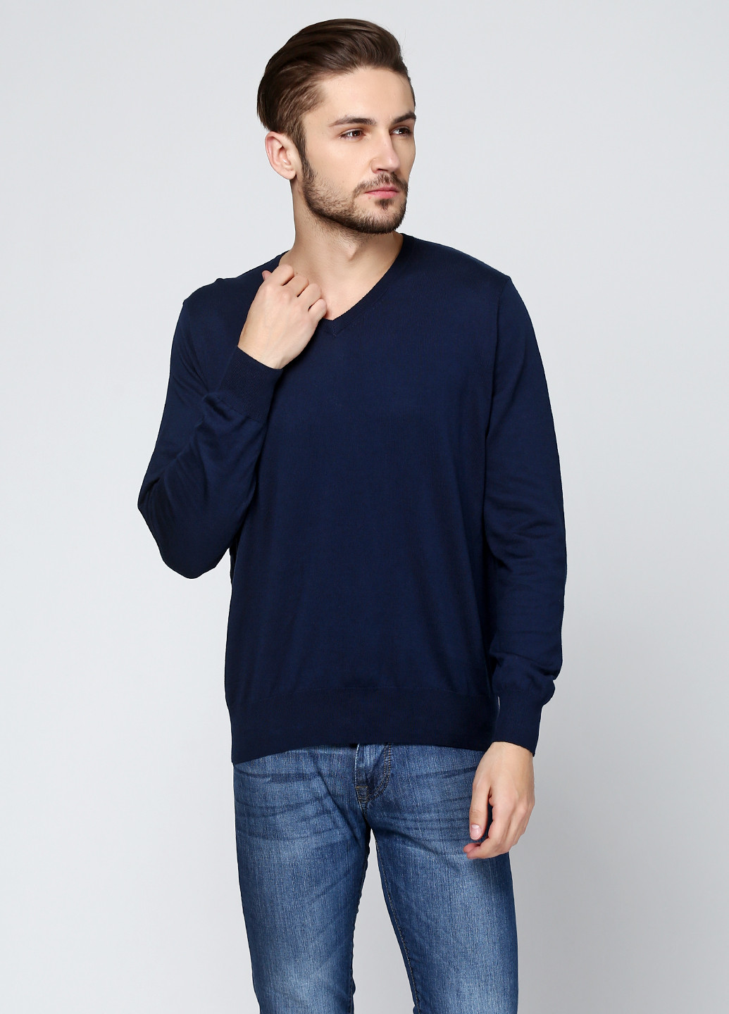 Темно-синий демисезонный пуловер пуловер Cashmere