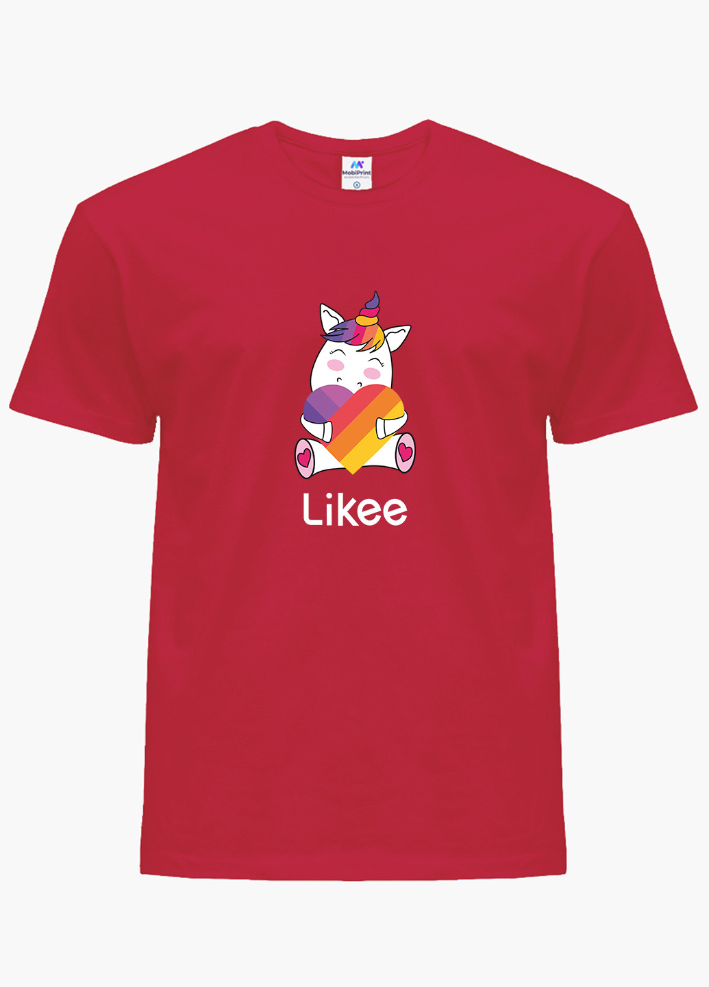 Красная демисезонная футболка детская лайк единорог (likee unicorn)(9224-1037) MobiPrint