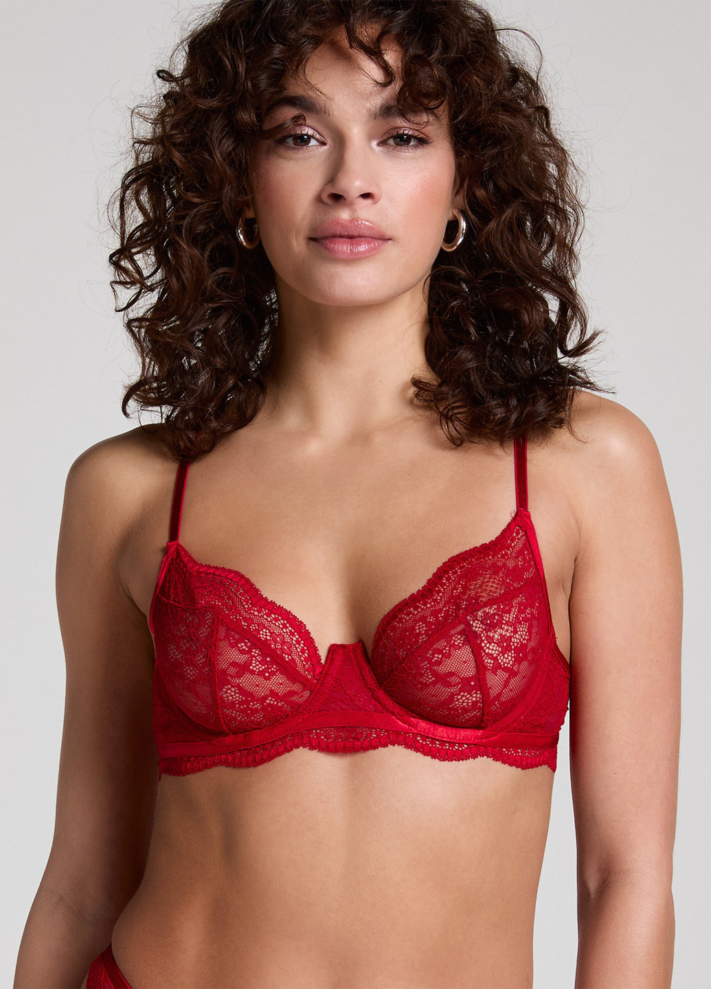 Тёмно-красный балконет бюстгальтер Hunkemoller с косточками полиамид