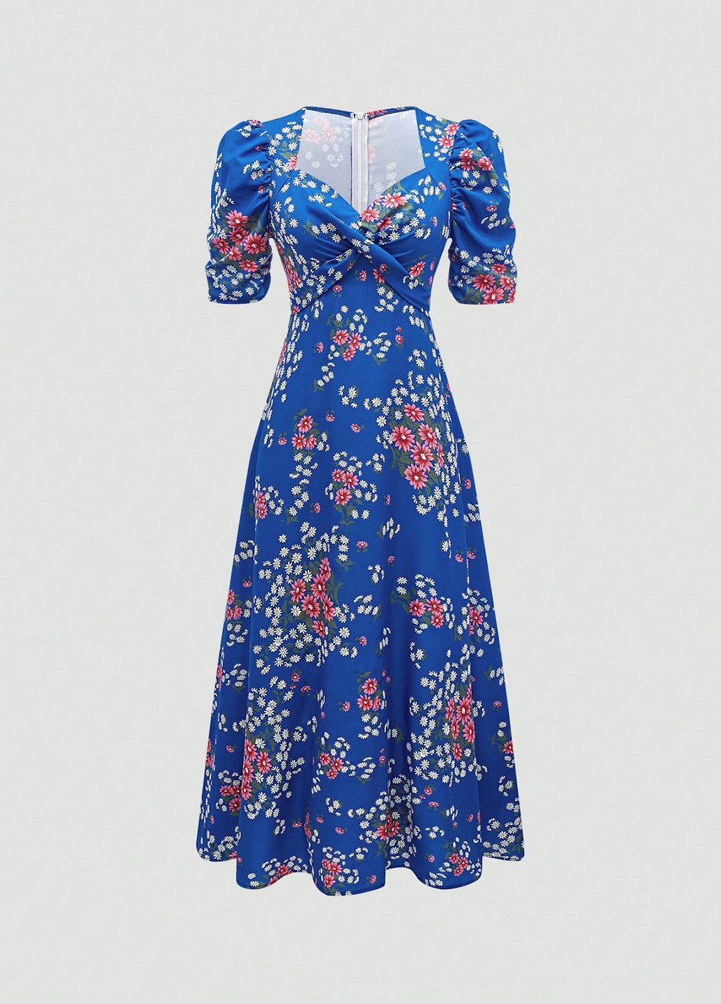 Синя кежуал сукня кльош SHEIN з квітковим принтом