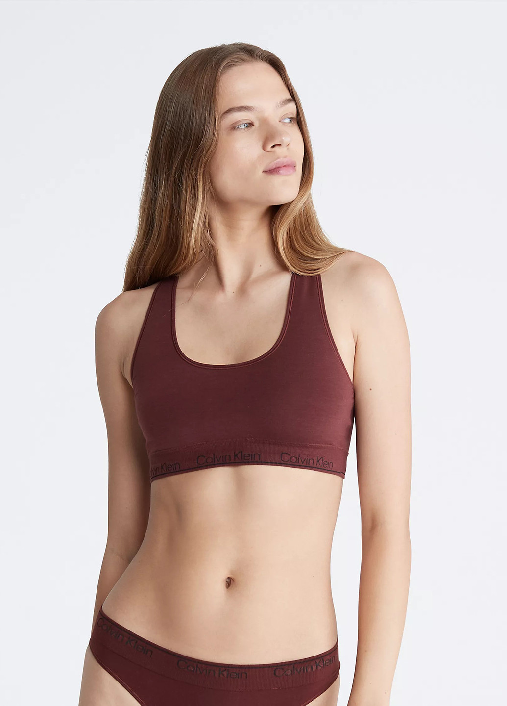 Коричневый топ бюстгальтер Calvin Klein без косточек лиоцелл