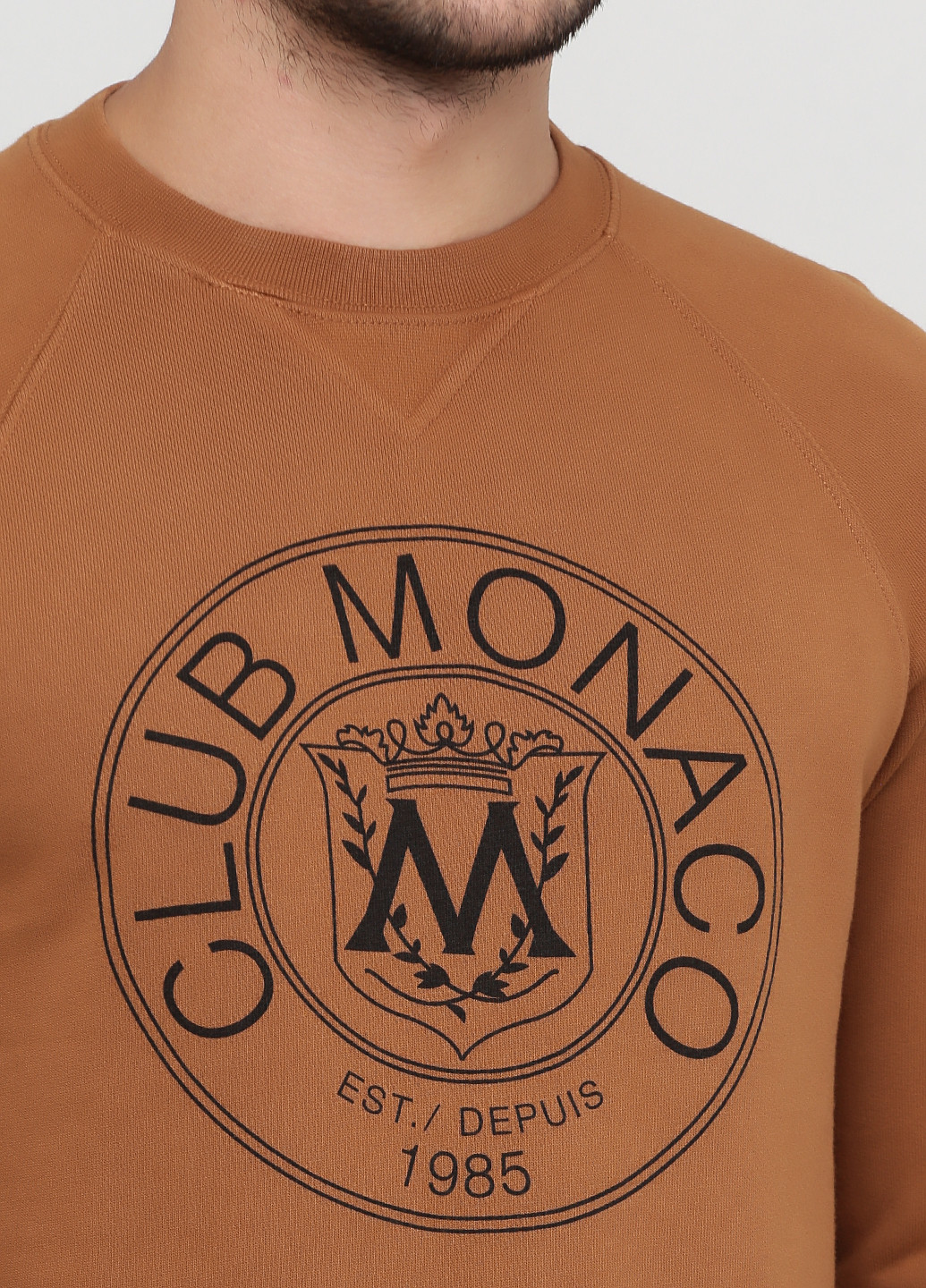 Свитшот Club Monaco - Прямой крой надпись коричневый кэжуал хлопок, трикотаж - (245044412)