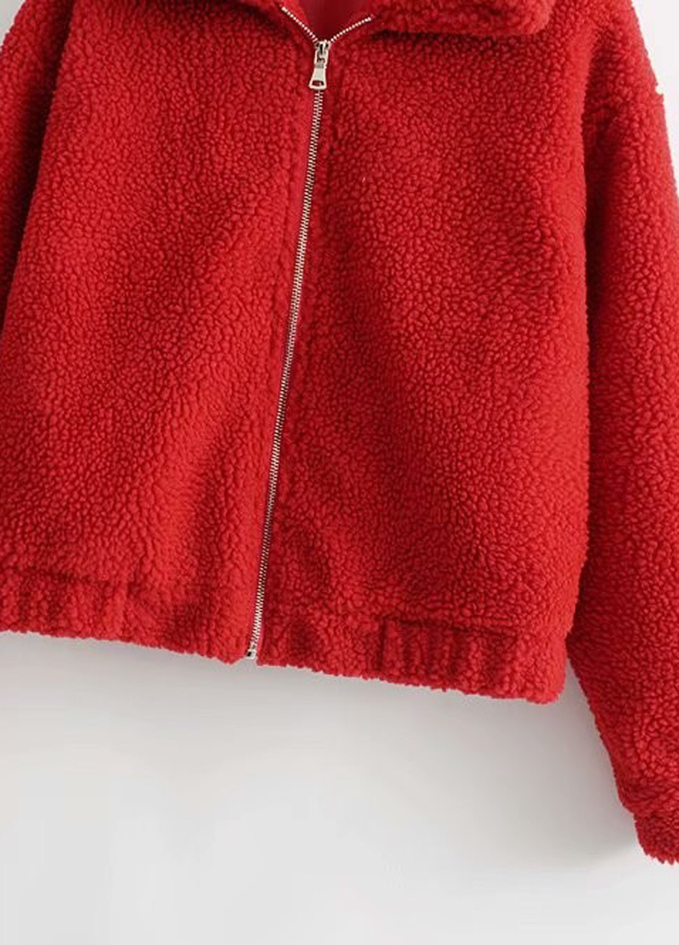 Красная демисезонная куртка женская из искусственного меха fluffy, красный Berni Fashion 55581