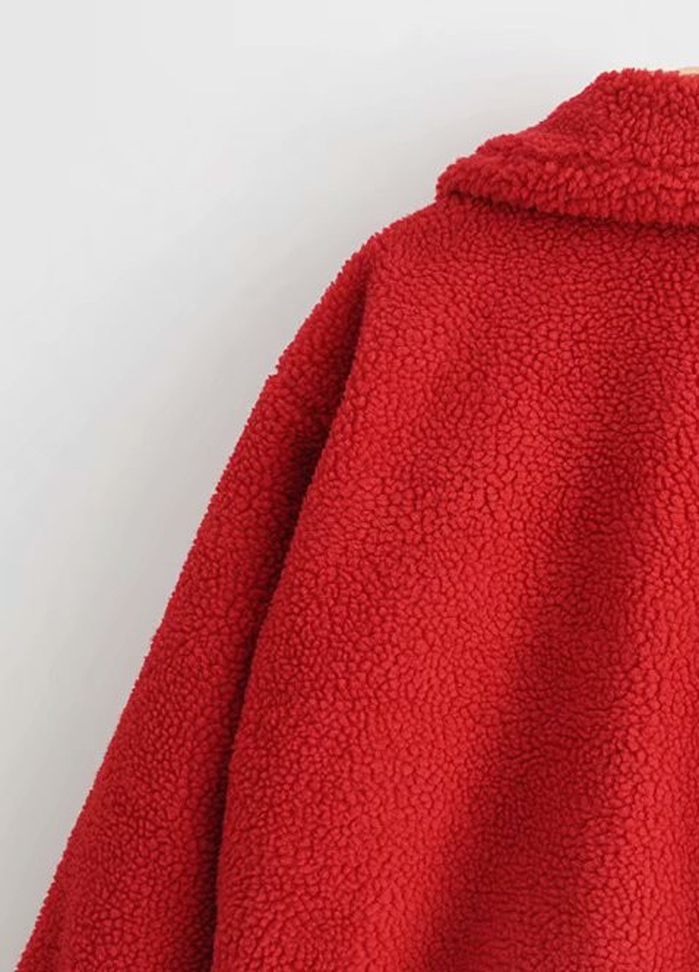 Красная демисезонная куртка женская из искусственного меха fluffy, красный Berni Fashion 55581