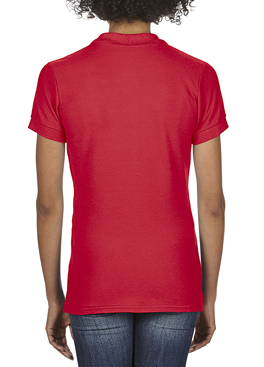 Красная женская футболка-поло Gildan однотонная
