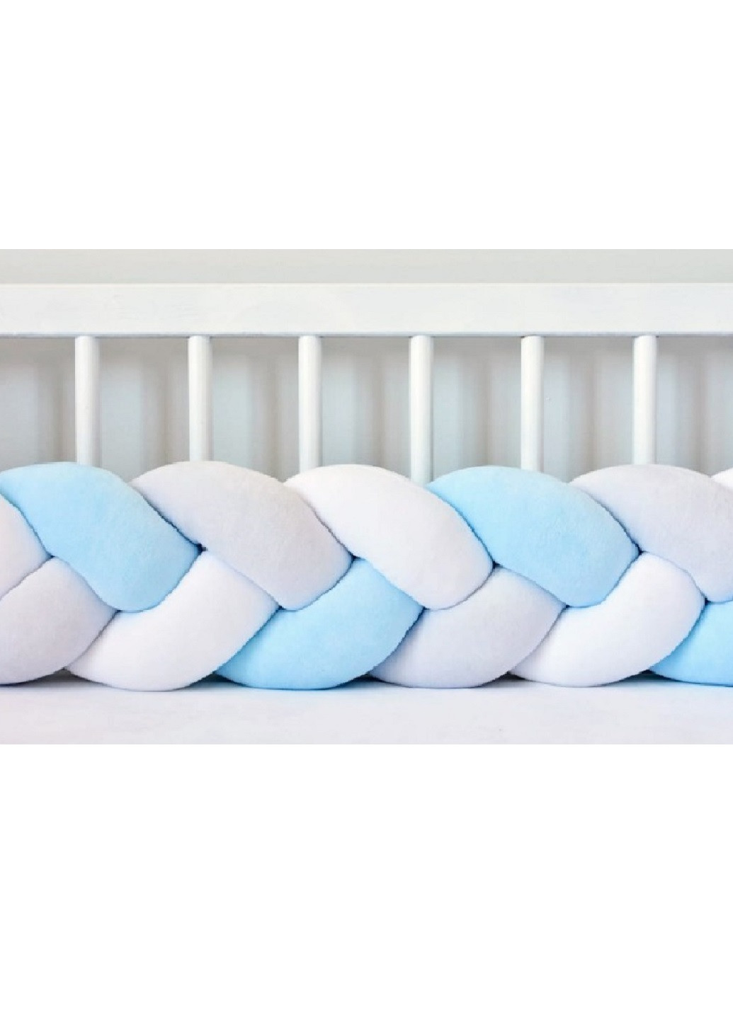 Бортик косичка защита ручной работы в детскую кроватку кровать с завязками 240х20 см на три стороны кроватки (85233-Нов) Francesco Marconi (251887865)