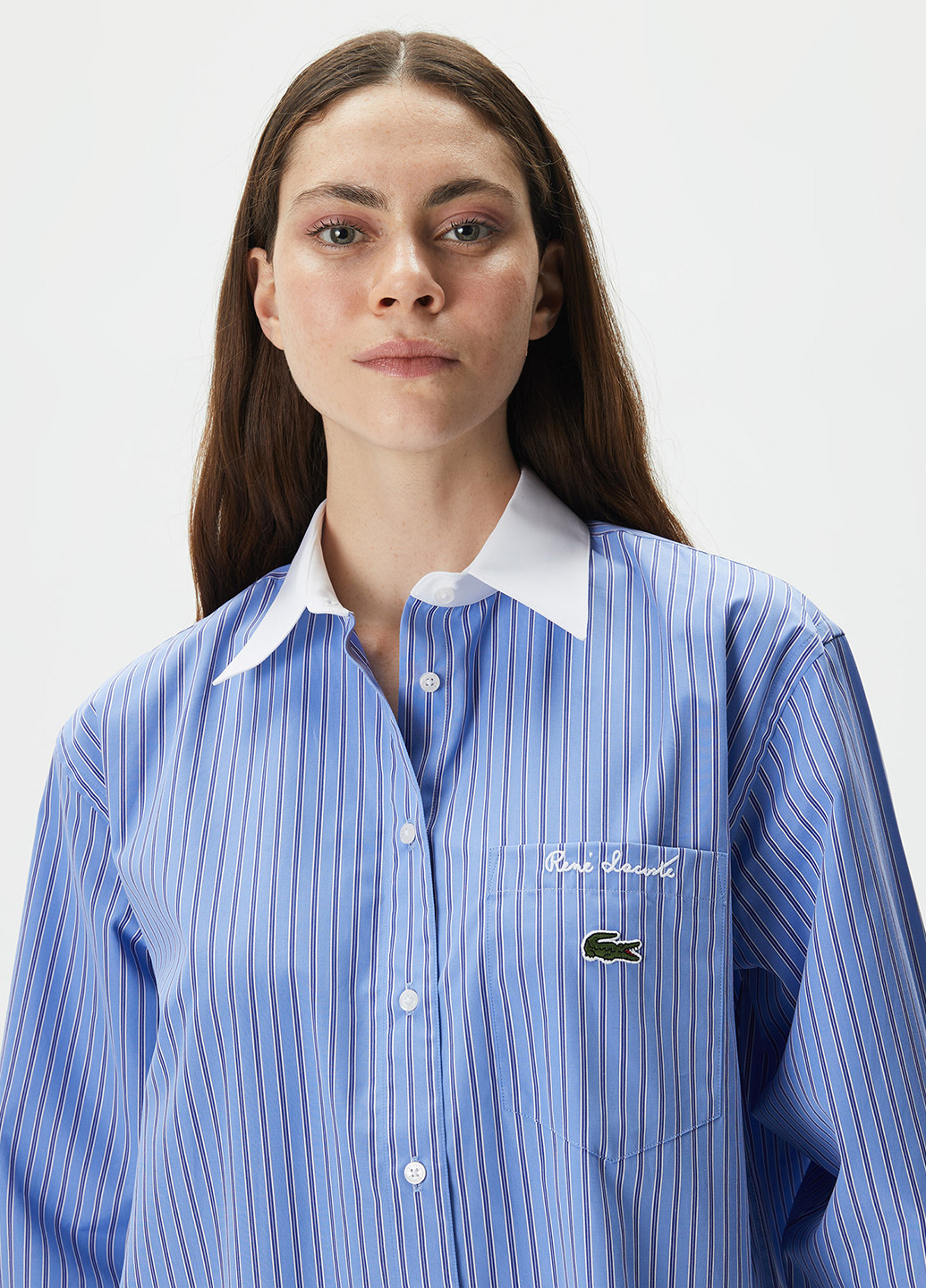 Голубой кэжуал рубашка в полоску Lacoste