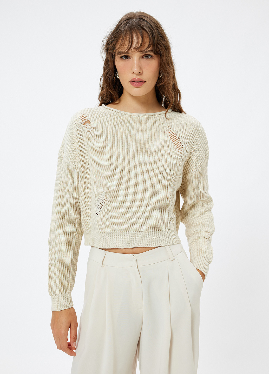 Светло-бежевый демисезонный свитер KOTON