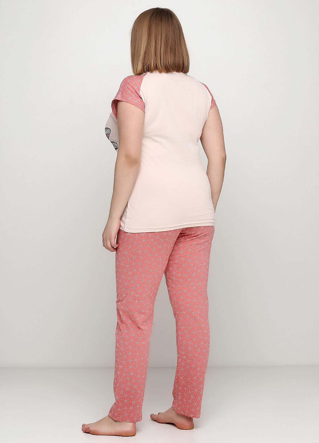 Персиковая всесезон пижама (футболка, брюки) футболка + брюки Sexen