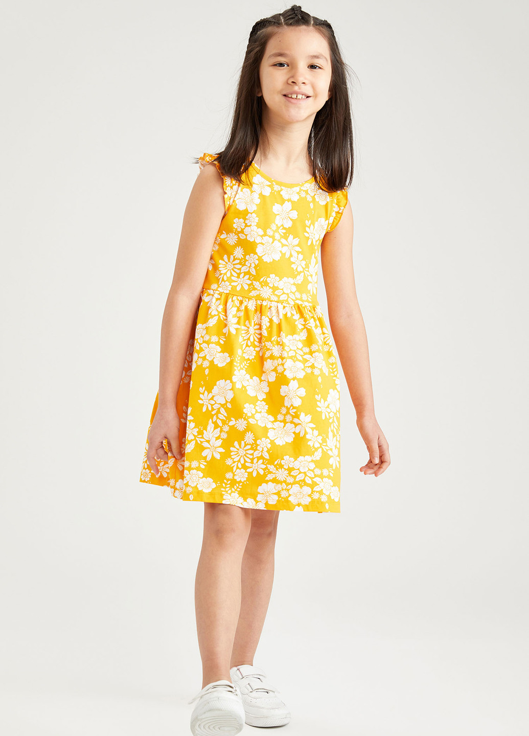 Жовтий кежуал плаття, сукня кльош DeFacto