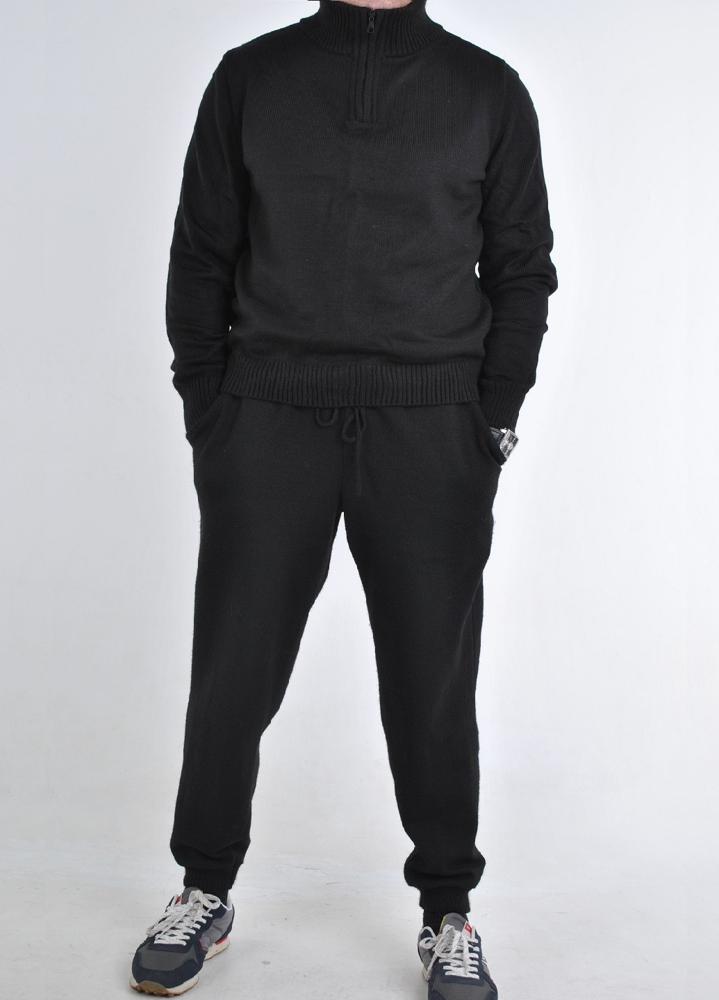 Черный зимний вязаный спортивный костюм Berta Lucci