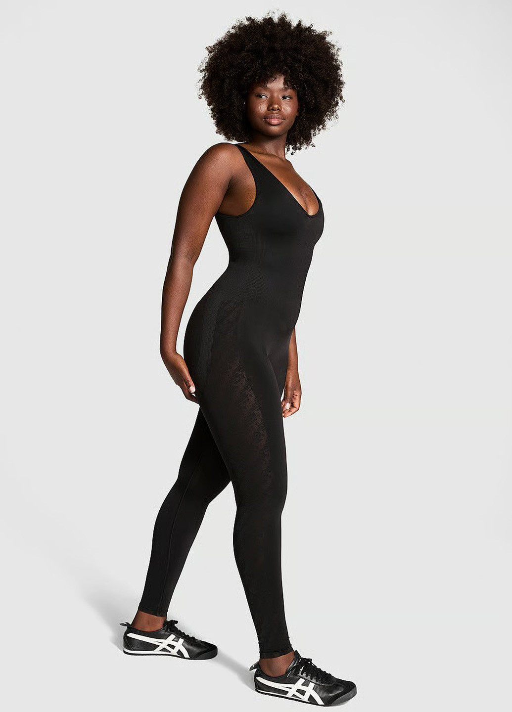 Комбинезон Victoria's Secret комбинезон-брюки однотонный чёрный спортивный полиамид