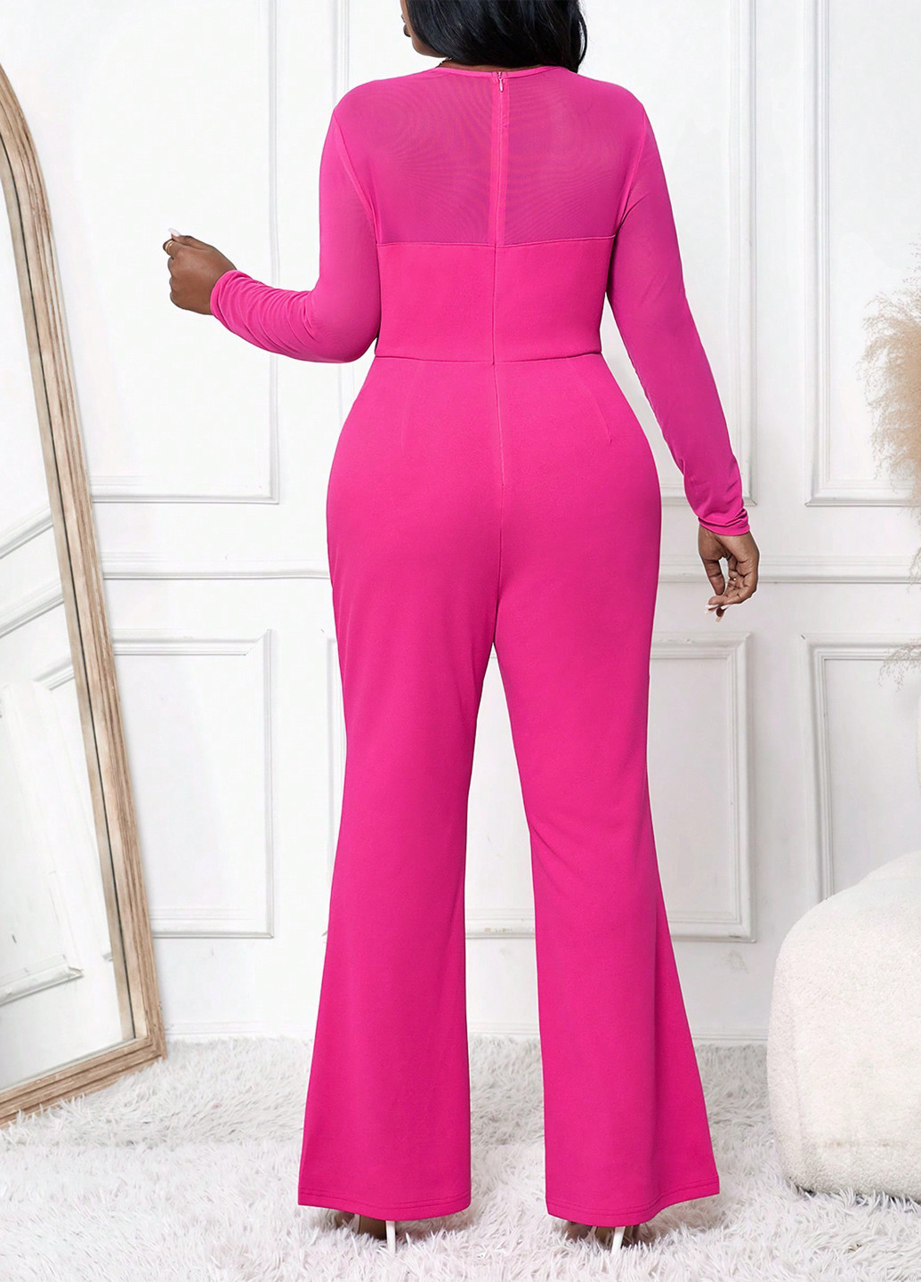 Комбинезон SHEIN комбинезон-брюки однотонный розовый кэжуал полиэстер