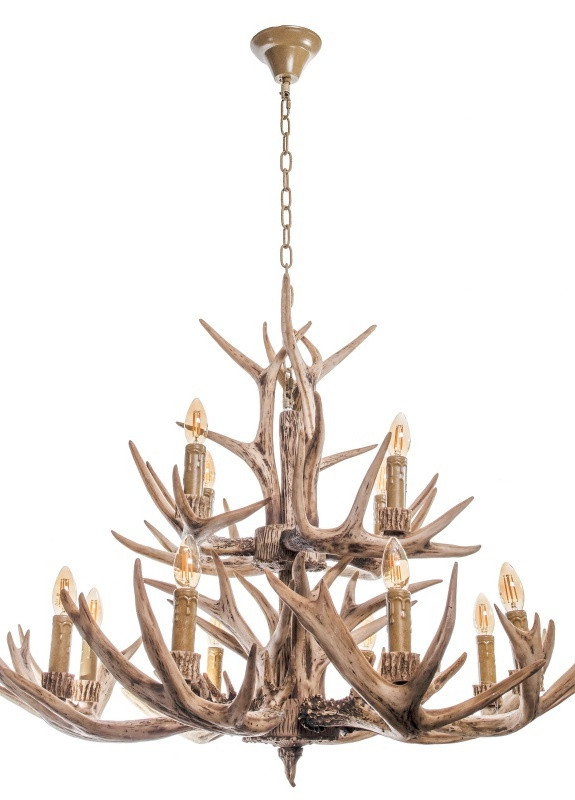 Люстра Роги в стилі кантрі на 12 лампочок дерево BKL-101S/12 E14 Brille (253887327)