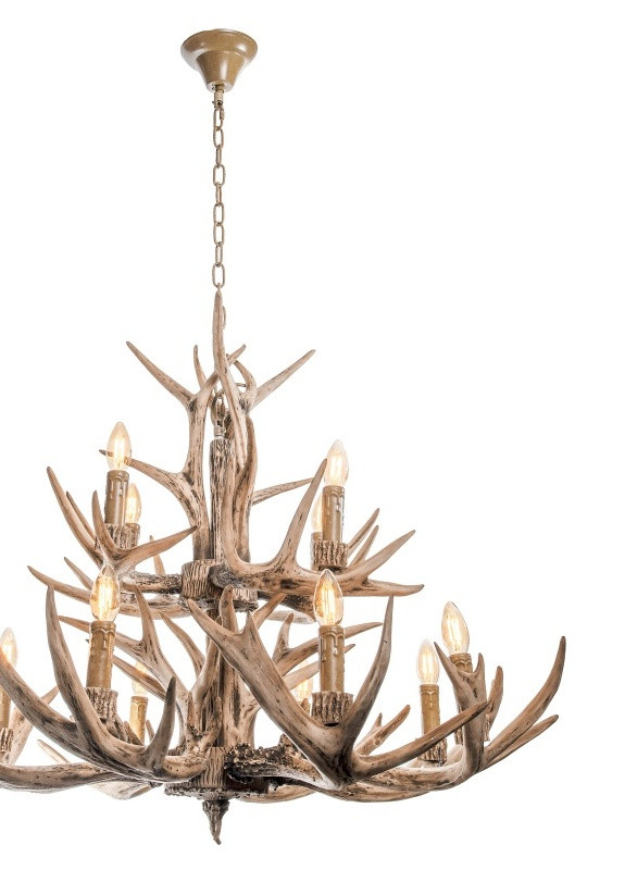 Люстра Роги в стилі кантрі на 12 лампочок дерево BKL-101S/12 E14 Brille (253887327)