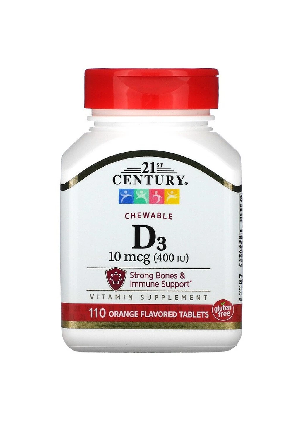 Витамин Д3 Vitamin D3 Chewable 400 IU 110 мармеладок Апельсин 21st Century (255408094)