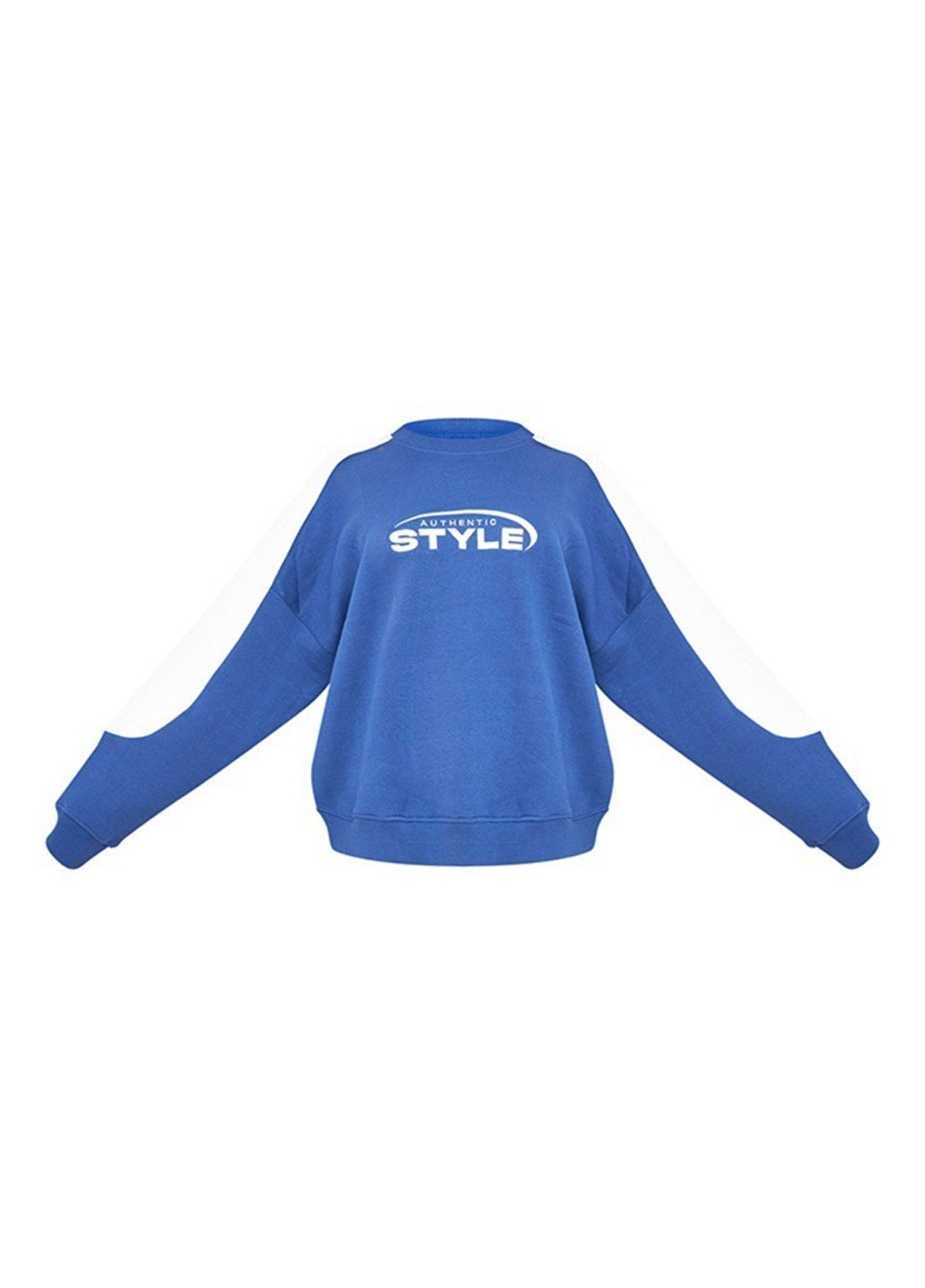 Синій світшот PrettyLittleThing напис без декору (308792198)