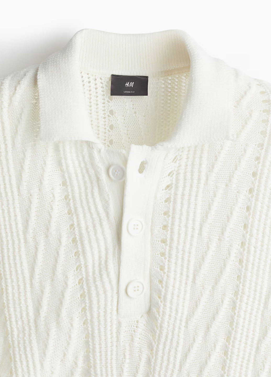 Белая футболка-поло для мужчин H&M однотонная