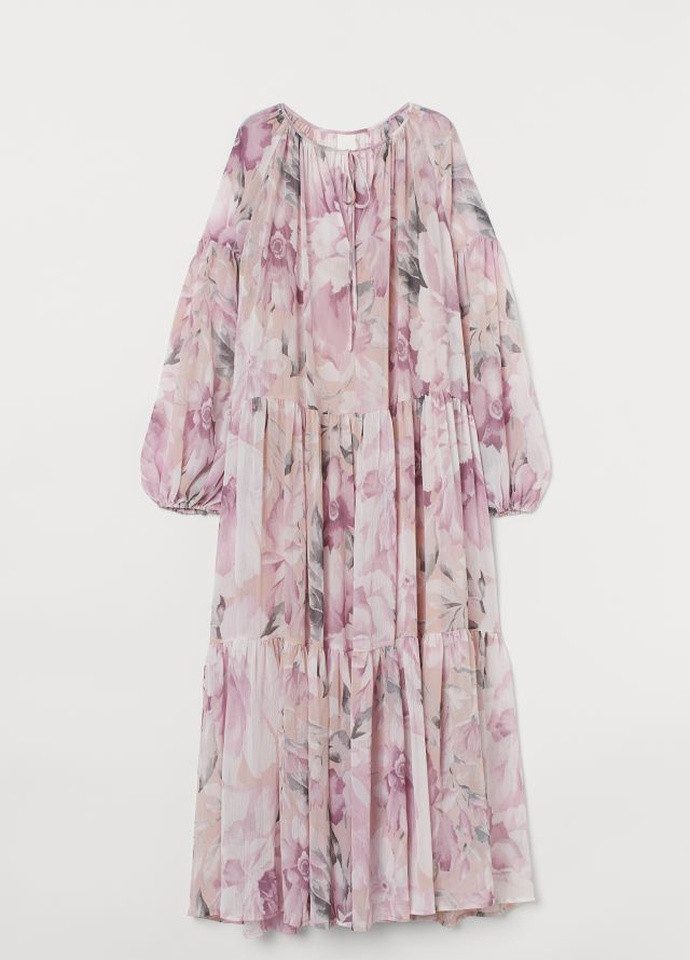 Розово-лиловое повседневный платье H&M с цветочным принтом