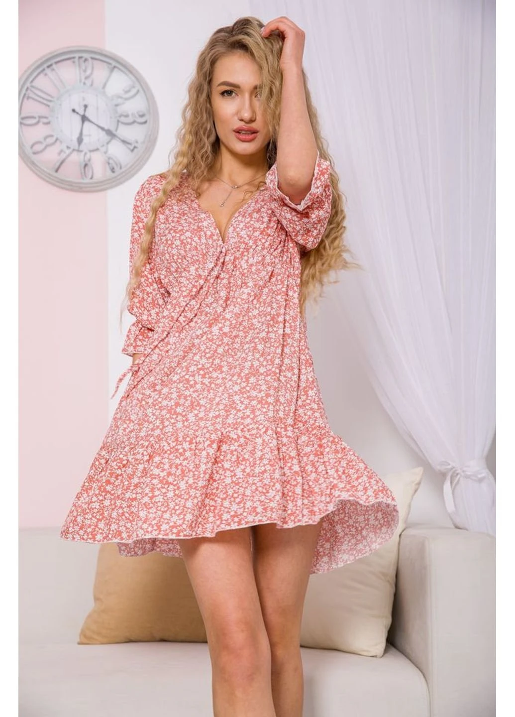 Теракотова святковий сукня 115r0400-5 Kamomile з малюнком
