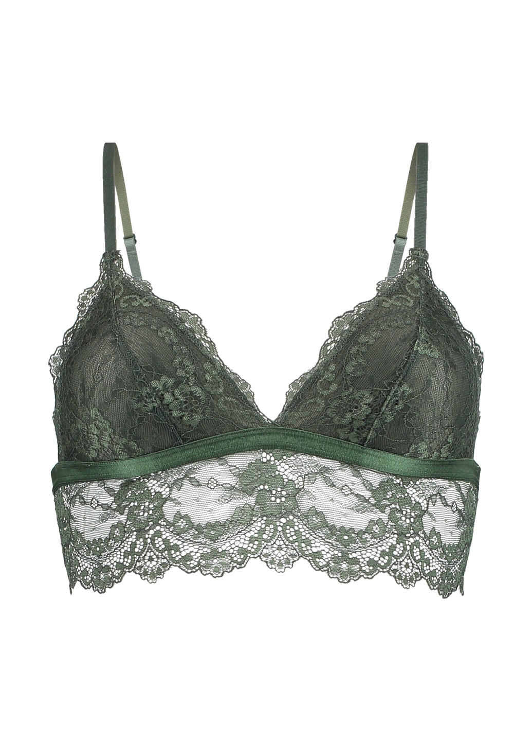 Темно-зелений бралетт бюстгальтер Hunkemoller без кісточок поліамід, мереживо