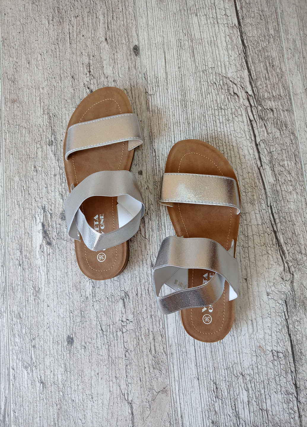 Серебряные босоножки Violeta Wonex