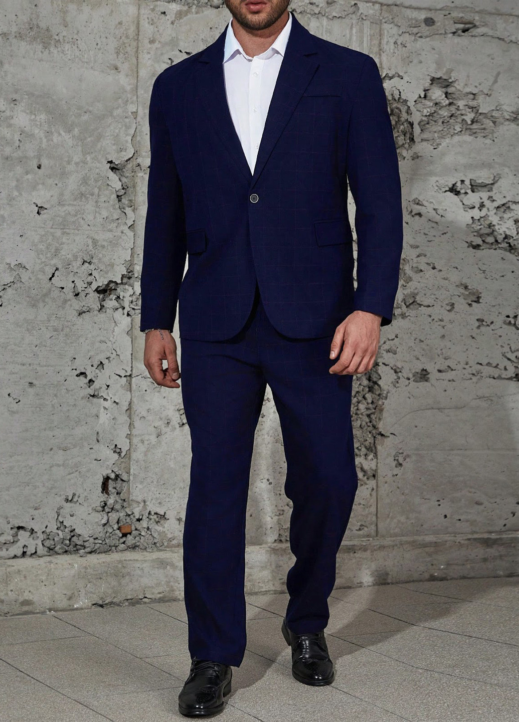 Темно-синий демисезонный костюм (пиджак, брюки) брючный SHEIN
