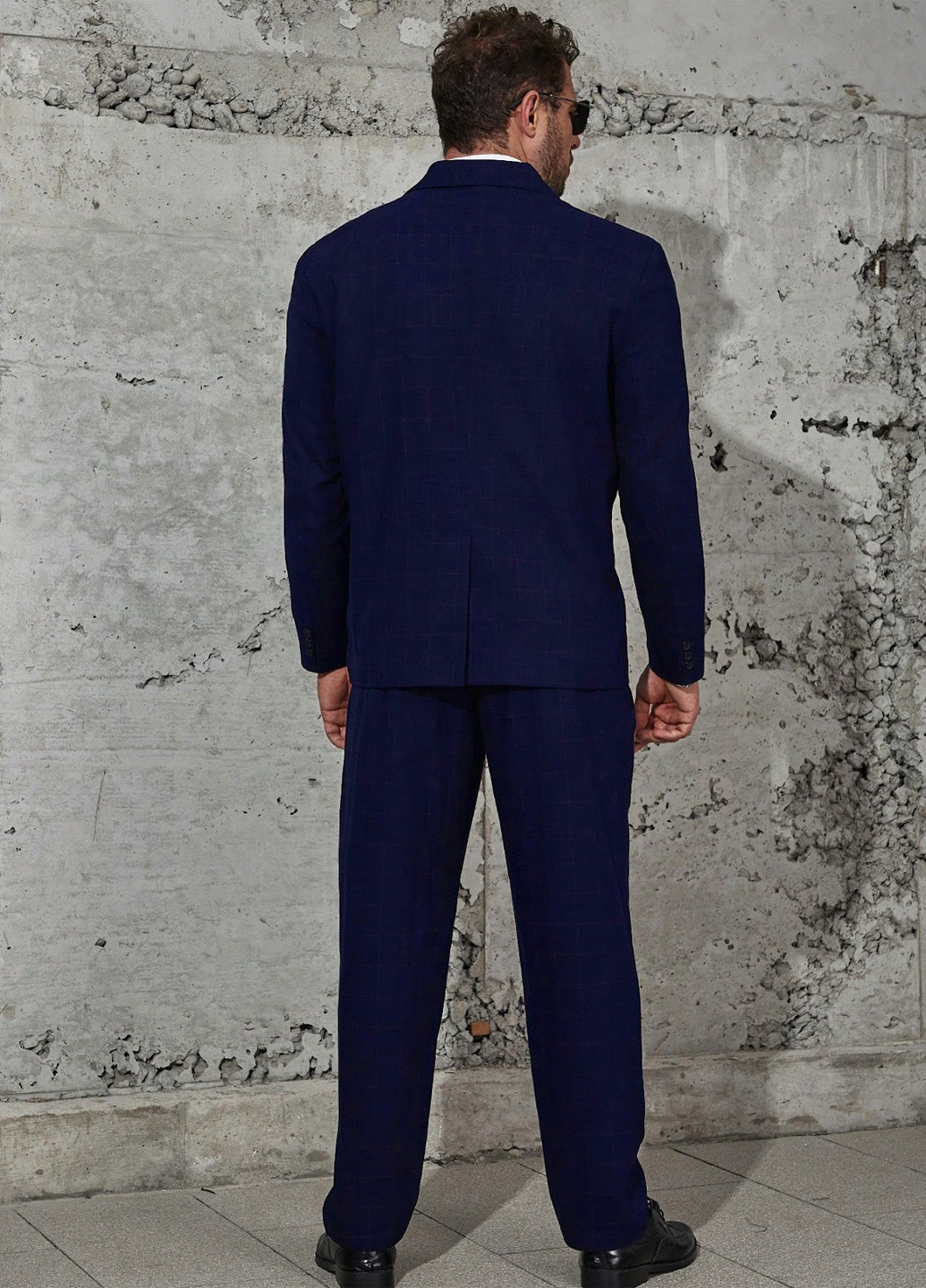 Темно-синий демисезонный костюм (пиджак, брюки) брючный SHEIN