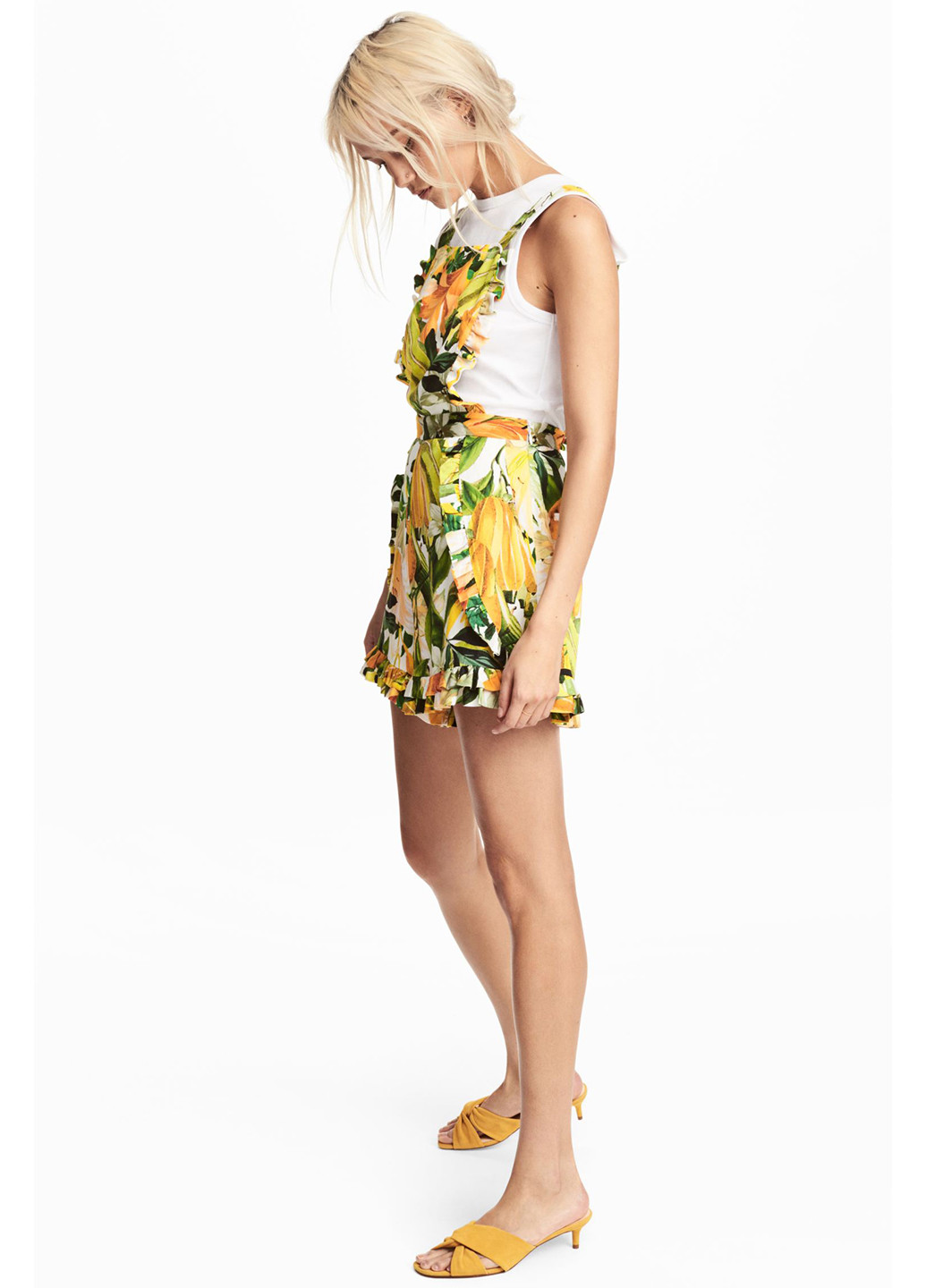 Комбінезон H&M комбінезон-шорти квітковий жовтий кежуал віскоза