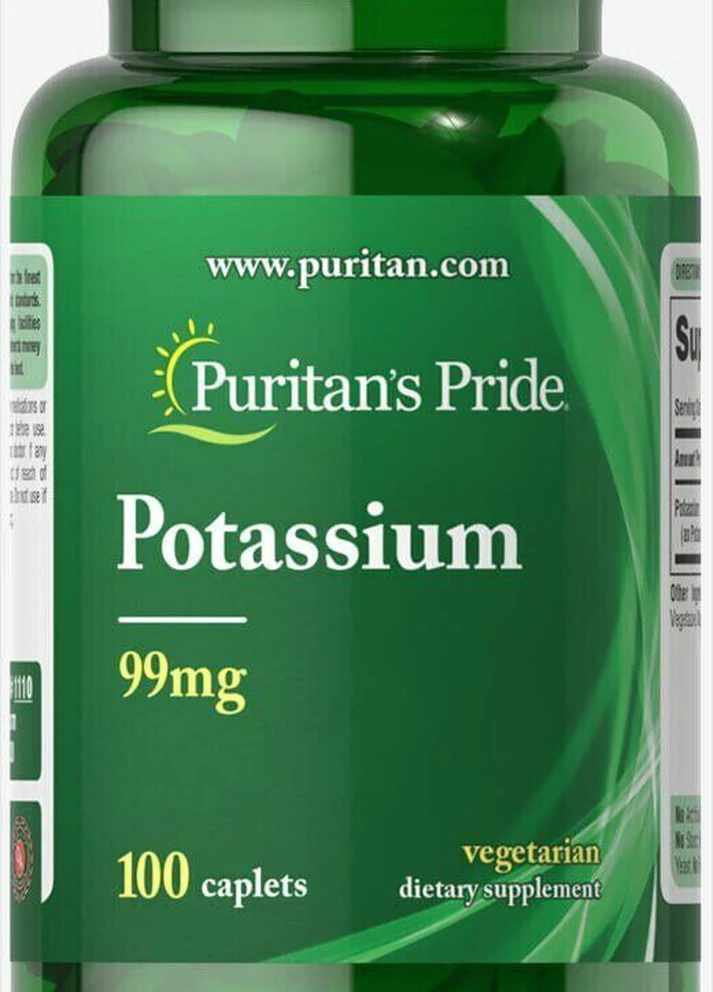 Калій Puritan's Pride Potassium Gluconate 99 mg 100 Tablets Puritans Pride (255390343)