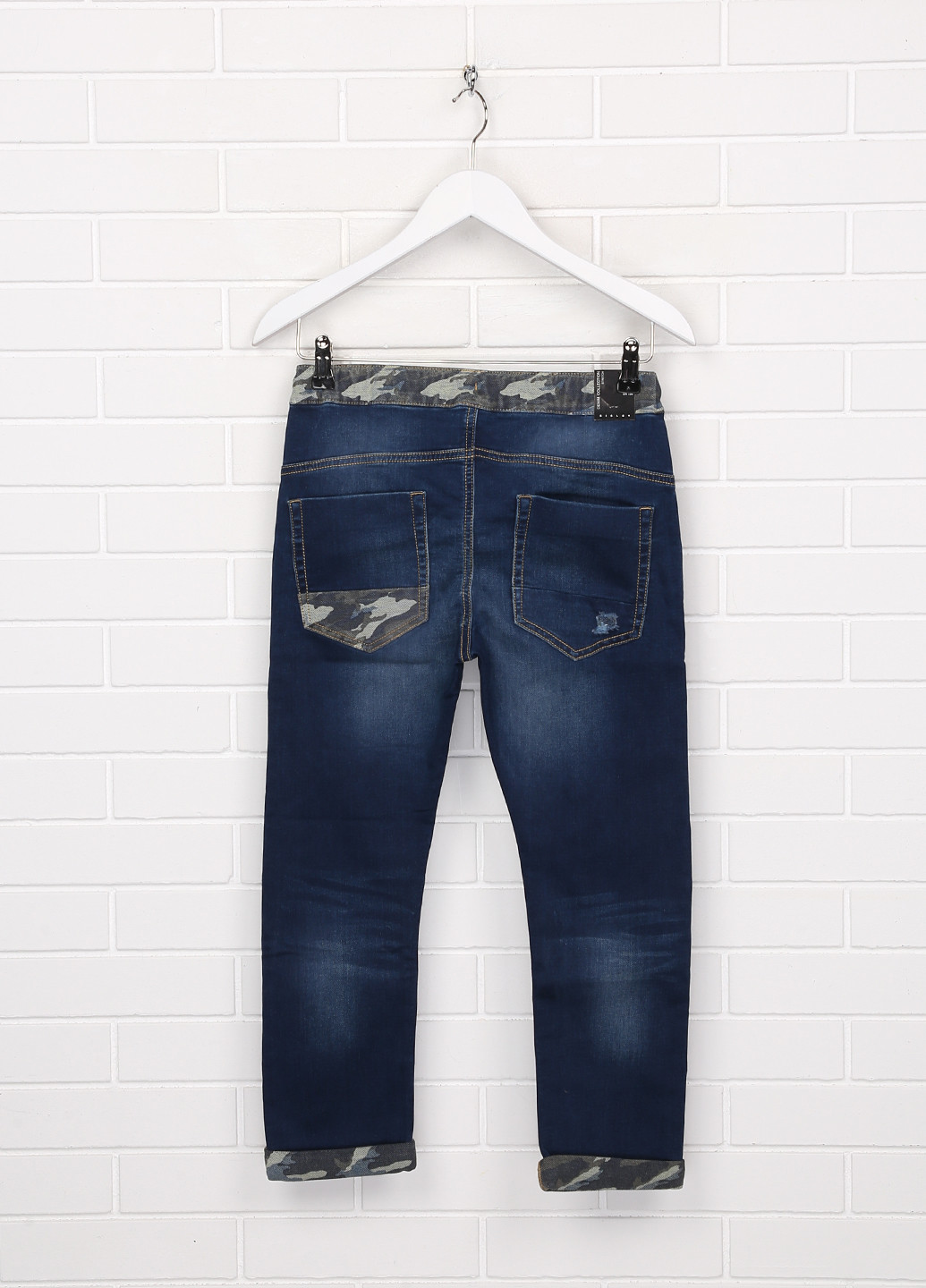 Джинси Sisley джогери однотонні темно-сині джинсові бавовна