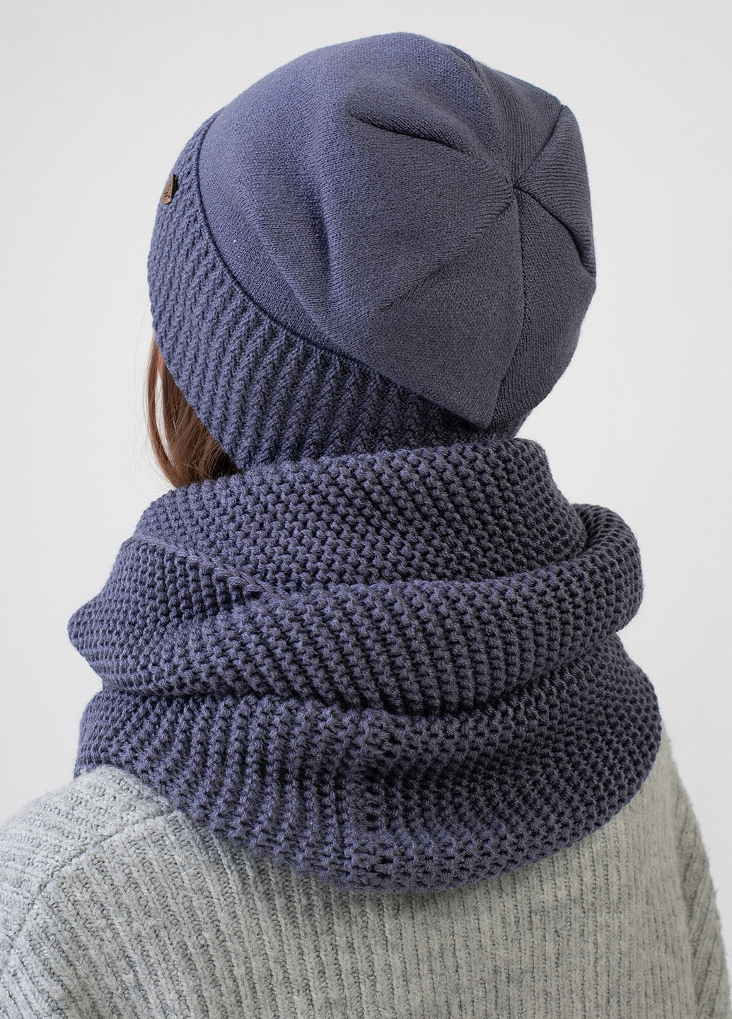 Теплый зимний комплект (шапка, шарф-снуд) на флисовой подкладке 660399 DeMari 77 ненси (239417736)