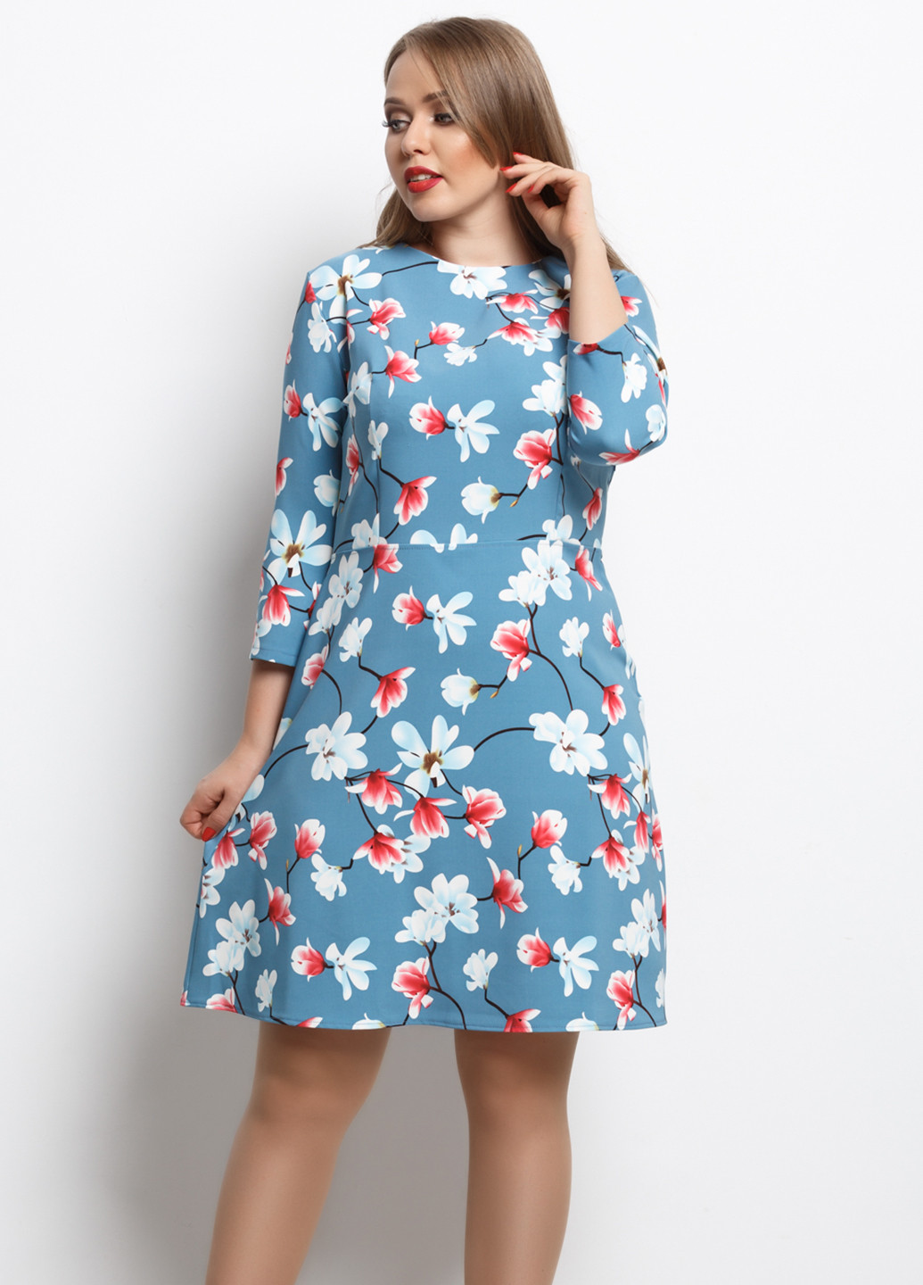 Голубое кэжуал платье Charm Collection с цветочным принтом