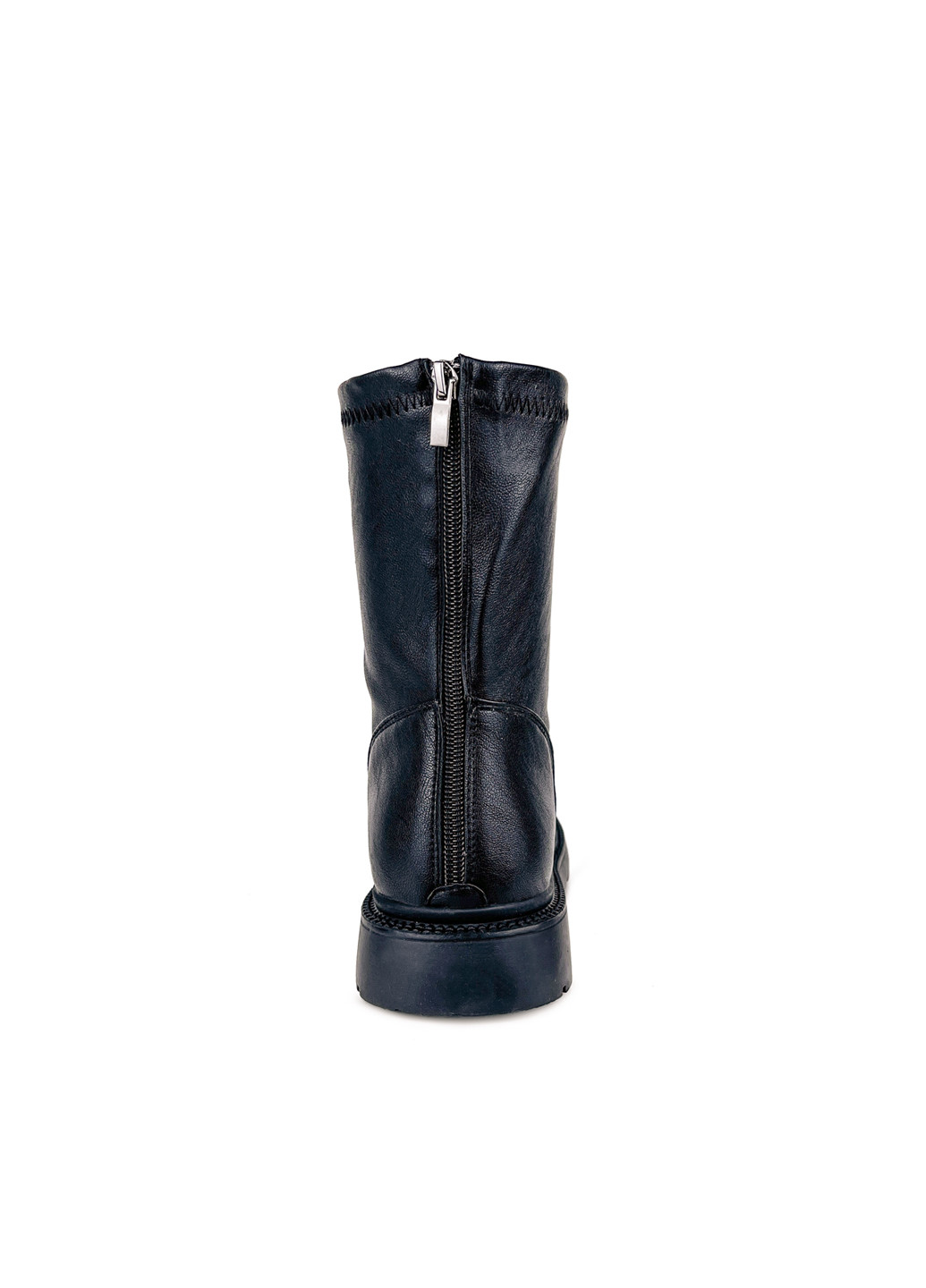Осенние высокие женские ботинки на шнурках черные эко кожа стрейчевые Fashion из искусственной кожи