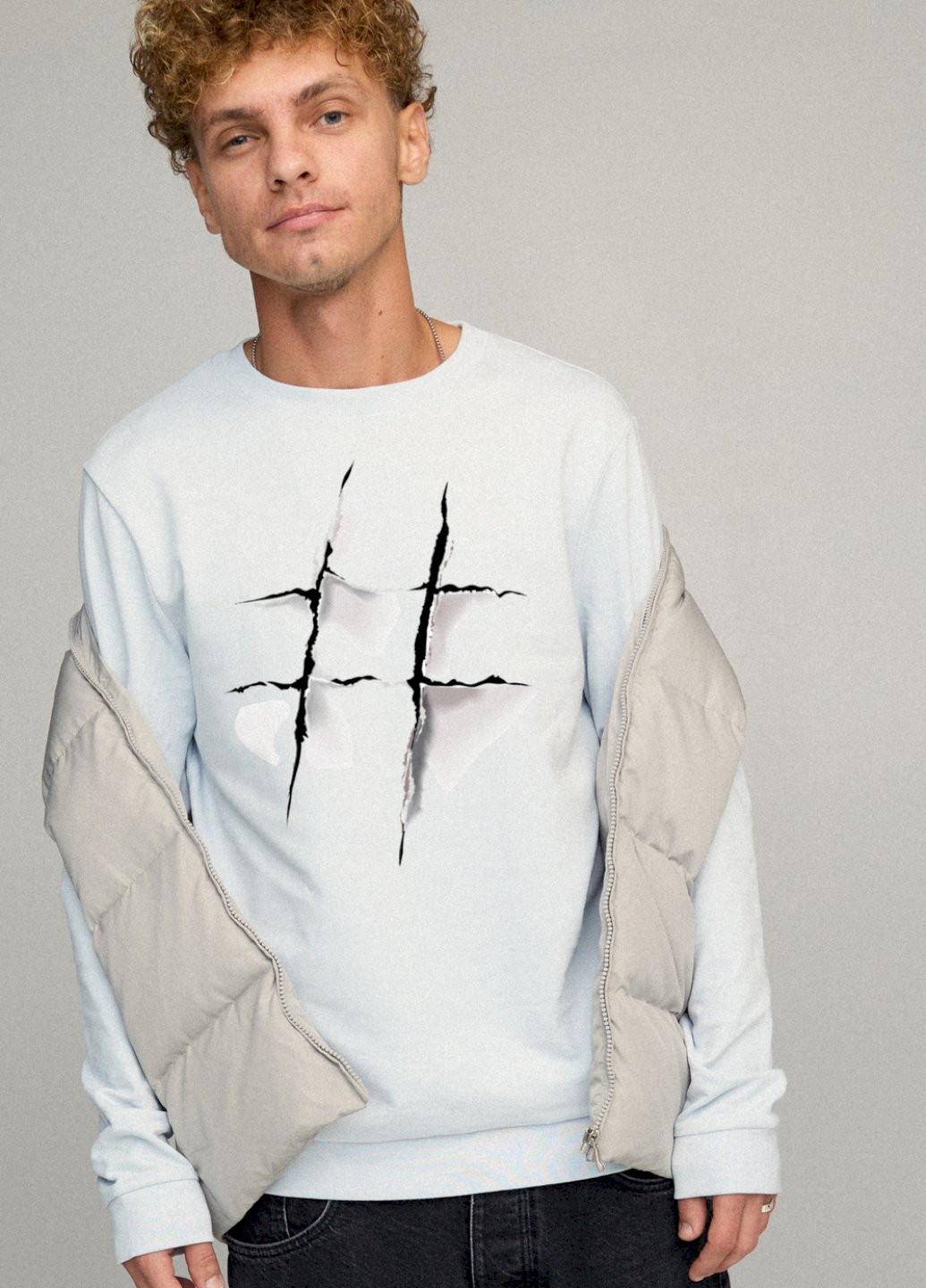 Светло-голубой свитшот мужской basic /no flis/ YAPPI (252258541)