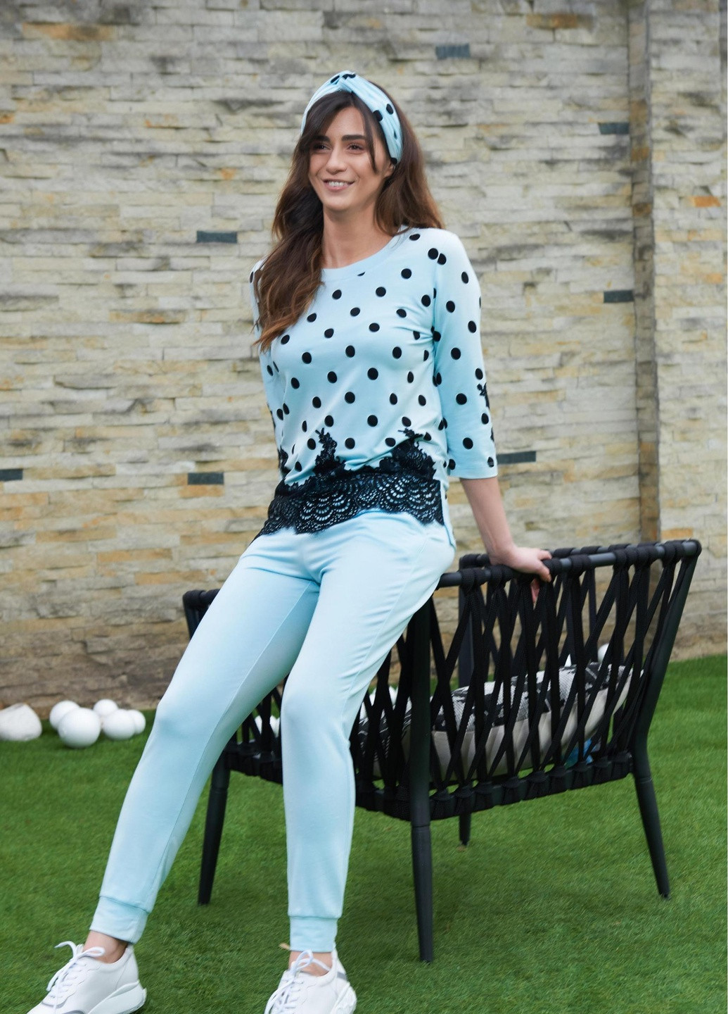 Костюм жіночий XXL блакитний 0398 Effetto (254845326)