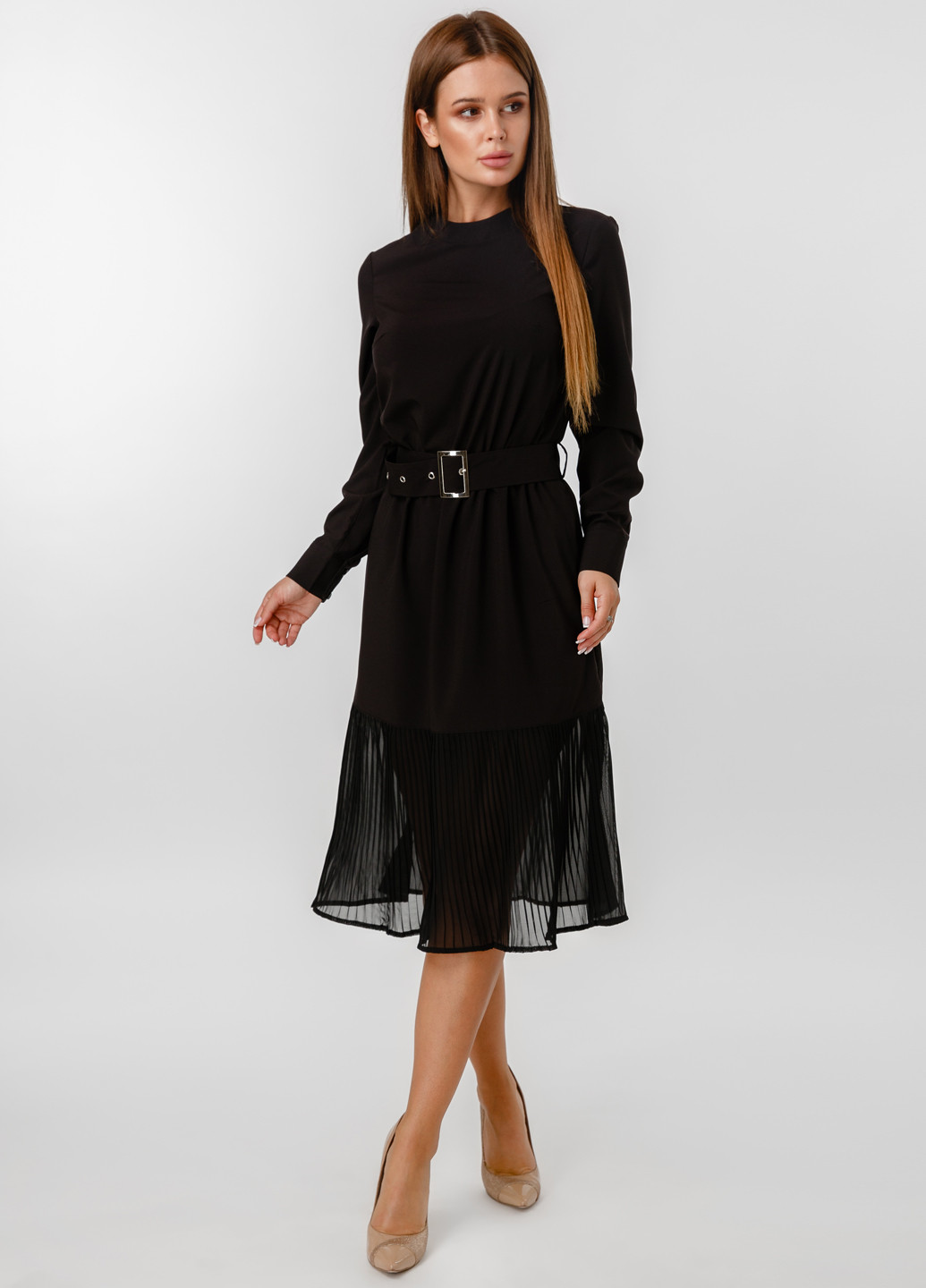 Черное кэжуал платье а-силуэт Lilove однотонное